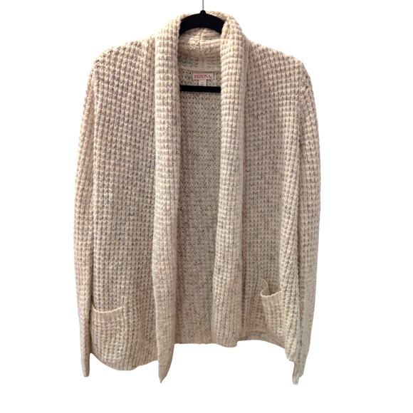 Merona Beige Open Front Cardigan Sweater Knit Pockets Cozy Size S Acrylic Blend - Picture 1 of 6